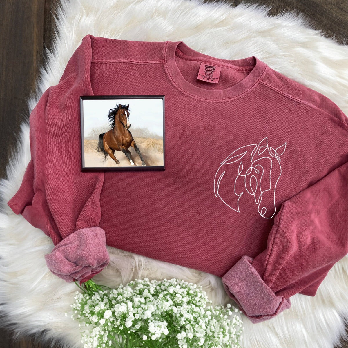 Comfort Color® Custom Embrodiered Horse Sweatshirt from Photo
