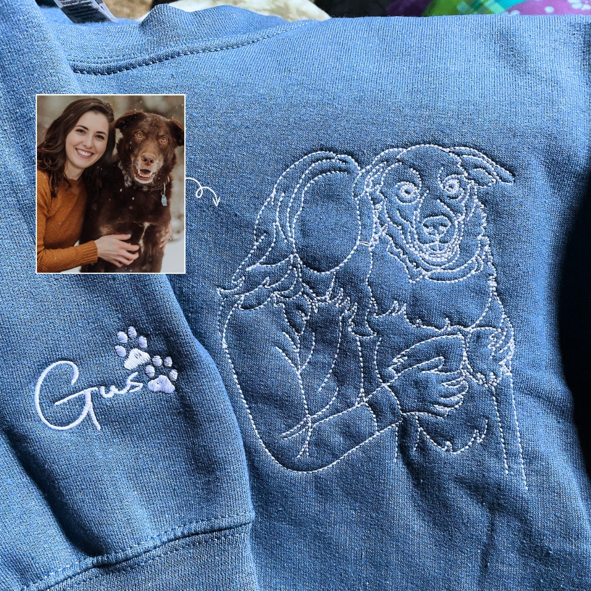 Custom Embroidered Dog Mom Hoodie, Personalized Hoodie with Icon, Gift For Dog Lovers - Embroly