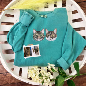Comfort Color® Custom Embrodiered Cat Sweatshirt from Photo