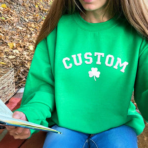 Personalized Embroidered Gift for St Patrick Day with Name Irish Surname on Chest Sweatshirt or Hoodie