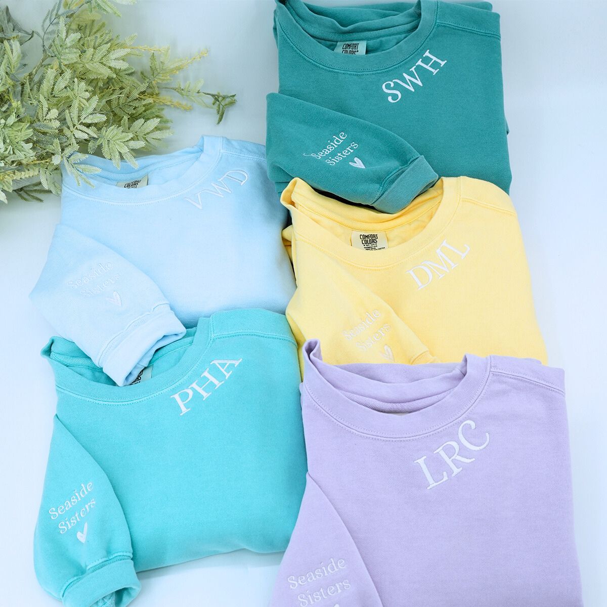 Custom Necline Text Comfort Colors Sweatshirt, best gift for your team sisters