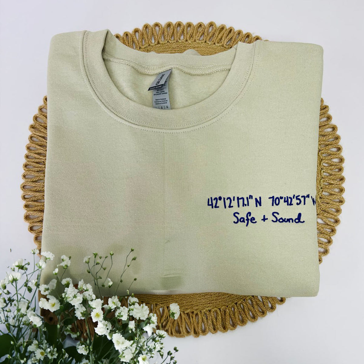 embroidered personalized longitude and latitude special location sweatshirt