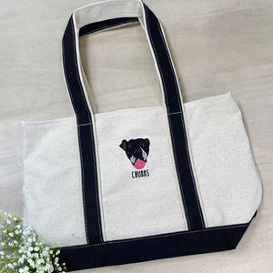 Personalized Pet Tote Bag with Custom Embroidered Photo - Unique Pet Lover Gift Idea