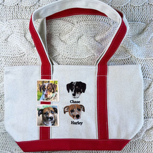 Personalized Pet Tote Bag with Custom Embroidered Photo - Unique Pet Lover Gift Idea