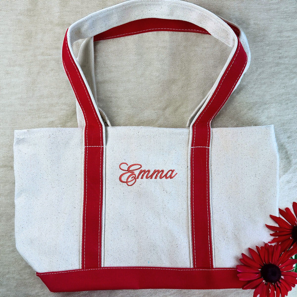 Embroidered Custom Text Tote Bag, Canvas Tote Bag, Gift for Her, Bachelorette Gift - Embroly