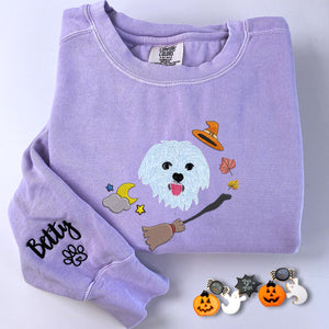 Comfort Colors® Custom Embroidered Halloween Dog Portrait T-Shirt or Sweatshirt