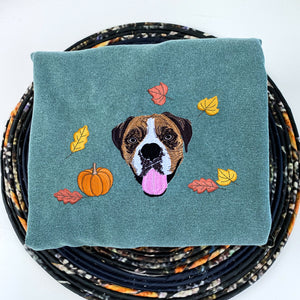 Comfort Colors® Custom Embroidered Halloween Dog Portrait T-Shirt or Sweatshirt - Embroly