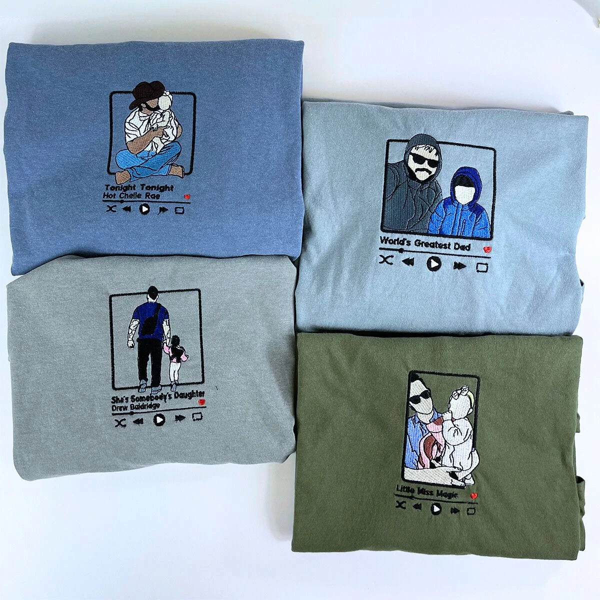 Personalized Dad T-Shirt, Father's Day Gift with Embroidered Photo Portrait, New Dad Sweatshirt or Hoodie