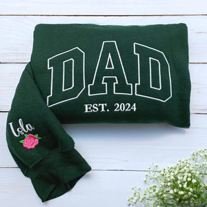Forest Green Dad Sweatshirt with 'EST. 2024' Embroidery, a meaningful and cozy gift for proud dad your husband