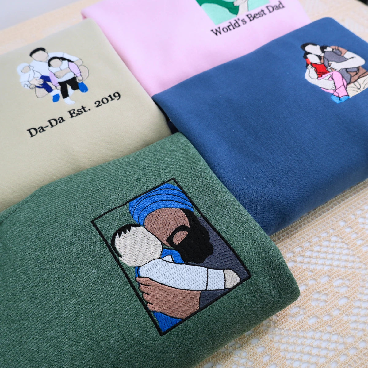 Indigo Blue Dad Shirt with Best Dad Ever Embroidery, a meaningful and cozy gift for new dad