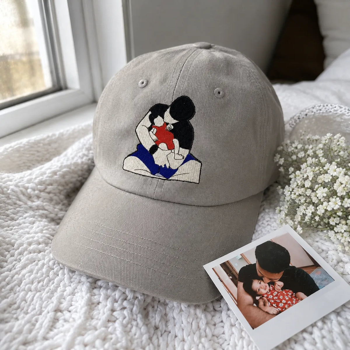 Personalized Dad Hat with Custom Embroidered Photo - Unique Dad Gift Idea