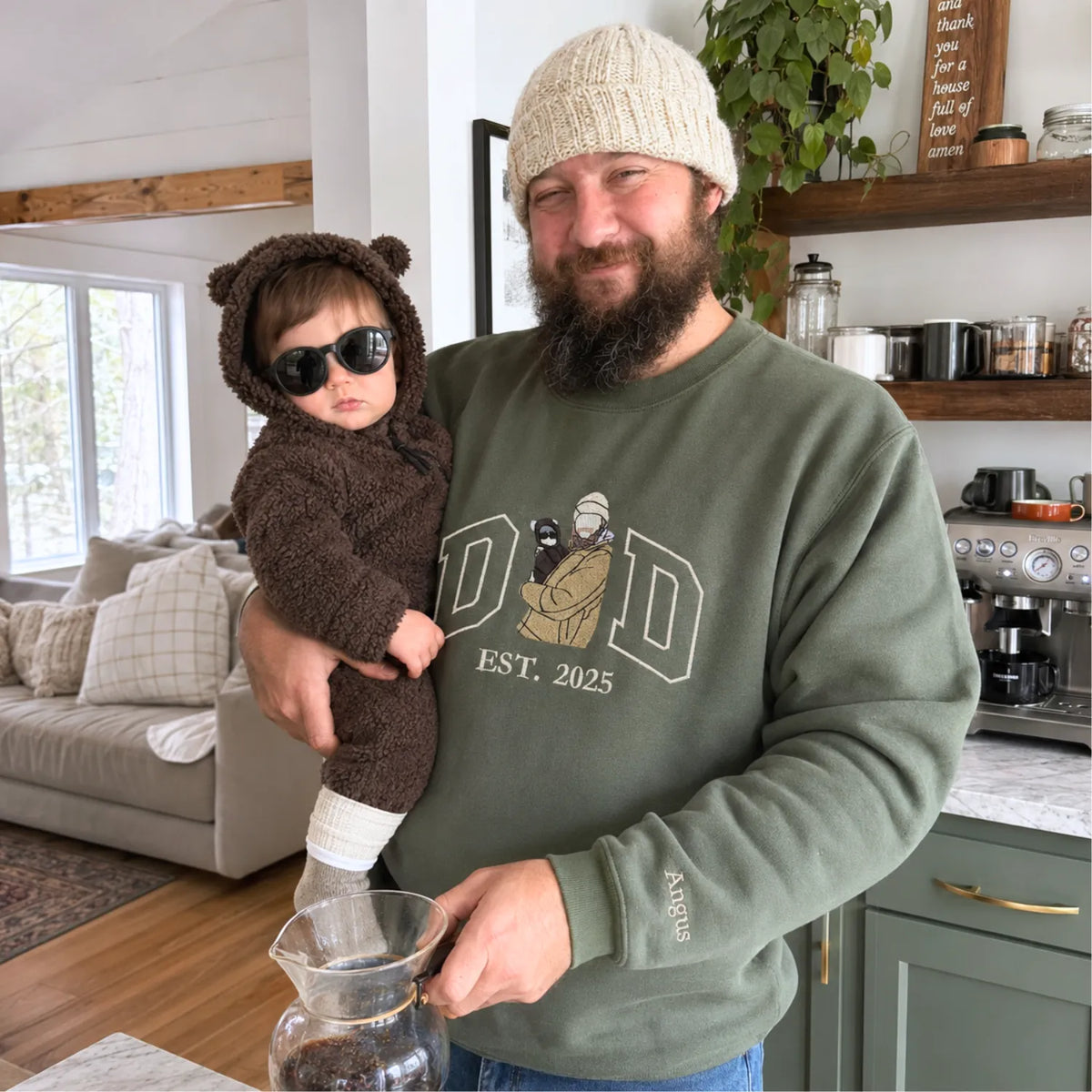 Custom embroidered Dadlife comic photo sweatshirt unique Father's Day gift