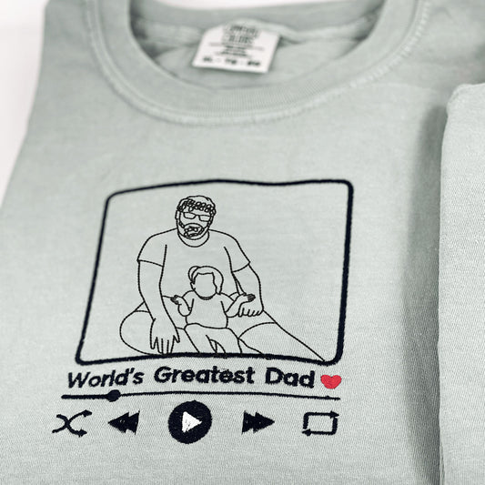 Personalized Dad T-Shirt, Father's Day Gift with Embroidered Photo Portrait