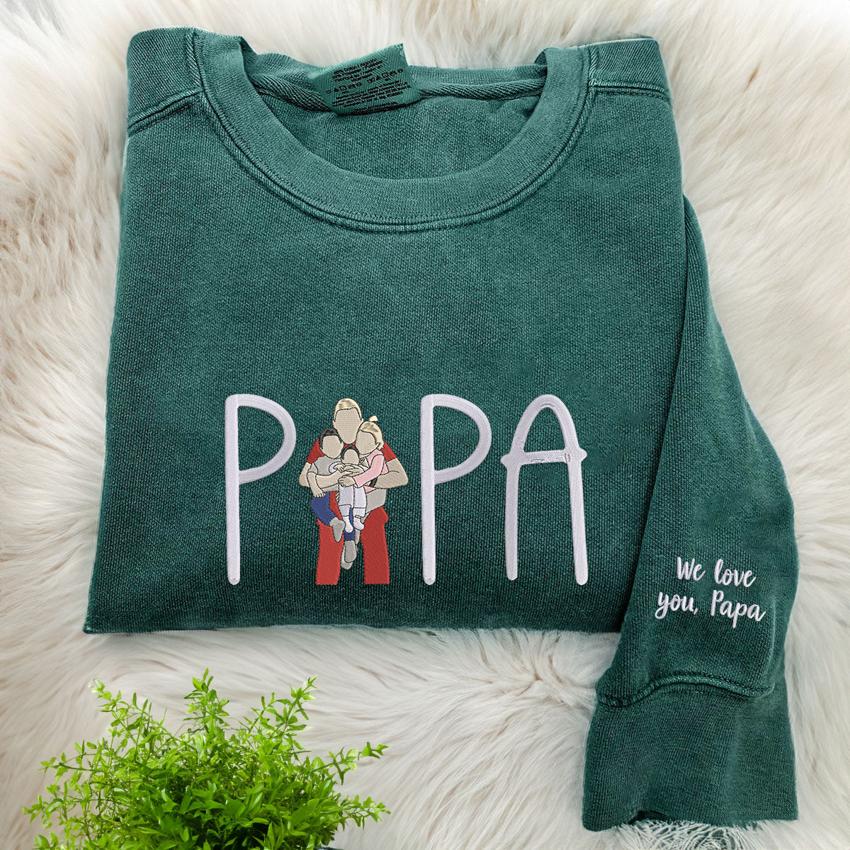 Comfort Color® Custom Embroidered Papi Portrait from Photo Shirt