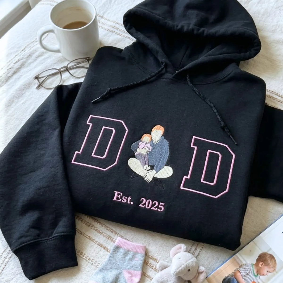 Custom embroidered Dad Life photo sweatshirt personalized Father's Day gift