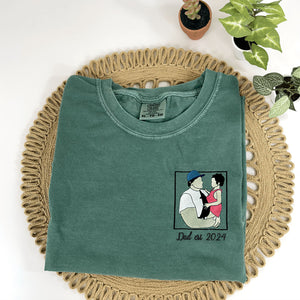 First Fathers Day Gift Idea with Custom Embroidered Comfort Color® T-Shirt