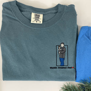 First Fathers Day Gift Idea with Custom Embroidered Comfort Color® T-Shirt