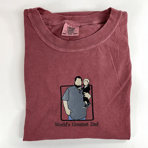 First Fathers Day Gift Idea with Custom Embroidered Comfort Color® T-Shirt