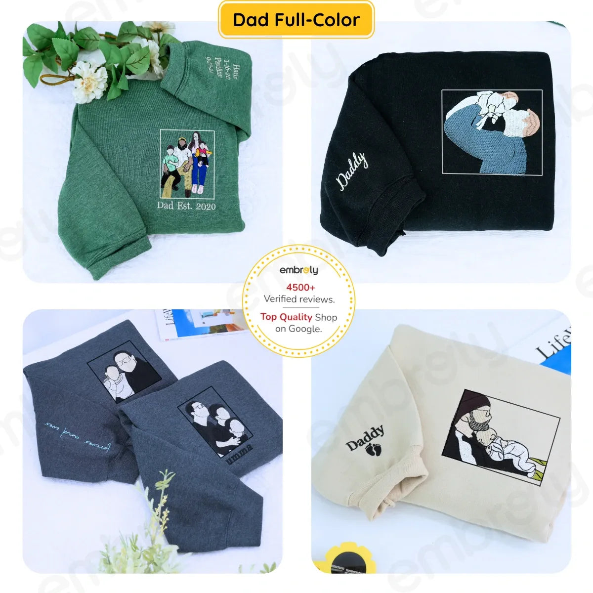 Custom Embroidered Motorcycle Dad from Photo Sweatshirt or Hoodie, Gifts for Biker Dads