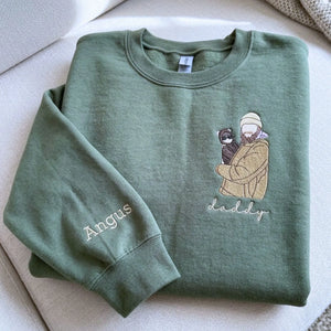 Custom embroidered portrait sweatshirt from photo, personalized Father's Day gift for dad