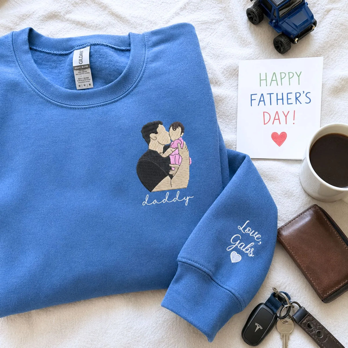 Custom embroidered portrait sweatshirt from photo, personalized Father's Day gift for dad