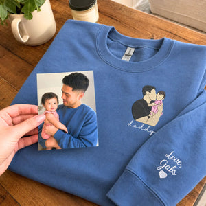 Custom embroidered portrait sweatshirt from photo, personalized Father's Day gift for dad