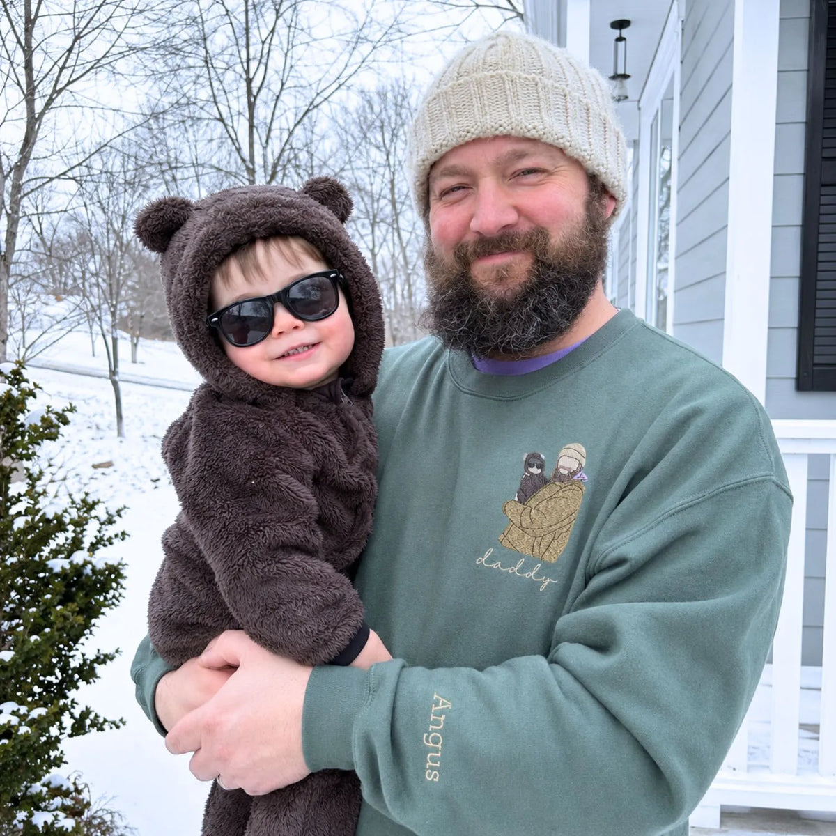 Custom embroidered portrait sweatshirt from photo, personalized Father's Day gift for dad