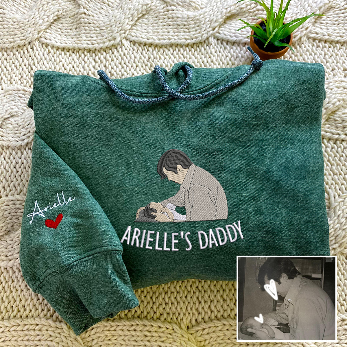 Custom Embroidered Dad Sweatshirt - Embroidered Photo & Name - Embroly