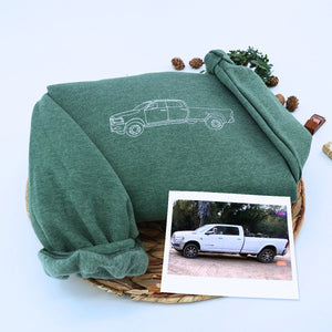 Dark heather green Truck Car Sweatshirt, a cool gift for car lover from wife girlfriend