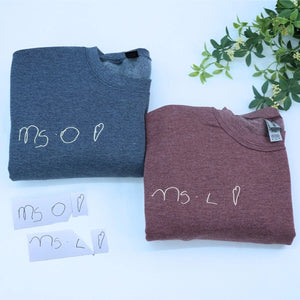 Dark Heather Maroon Handwriting Sweatshirt, Custom Gift