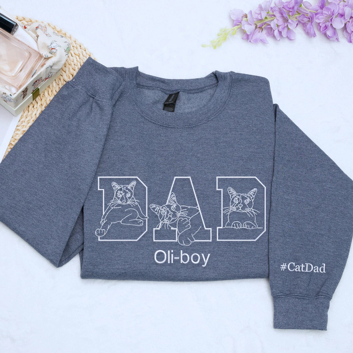 Dark heather Cat Life Sweatshirt, a meaningful and cozy gift for cat mom cat dad