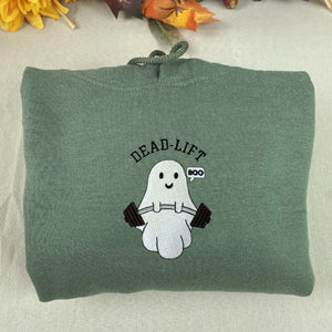 Ghost Gym Dead Lift Halloween Embroidered Sweatshirt or Hoodie