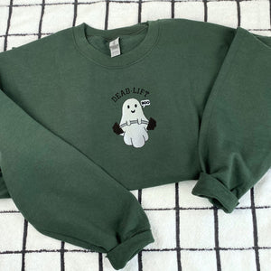 Ghost Gym Dead Lift Halloween Embroidered Sweatshirt or Hoodie