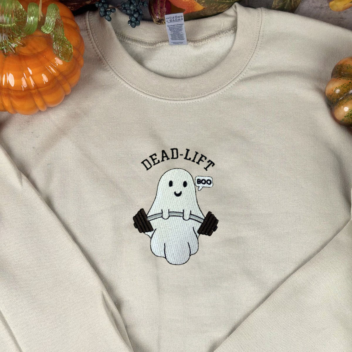 Ghost Gym Dead Lift Halloween Embroidered Sweatshirt or Hoodie