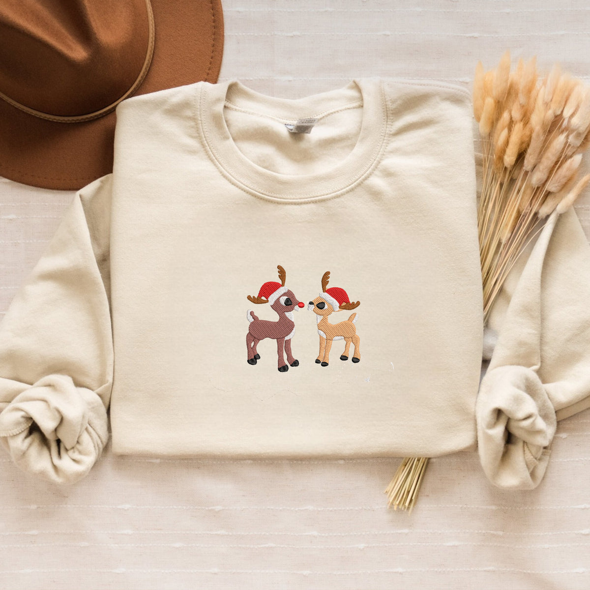 Embroidered Rudolph and Clarice Sweatshirt, Classic Christmas TV Movie Crewneck or Hoodie