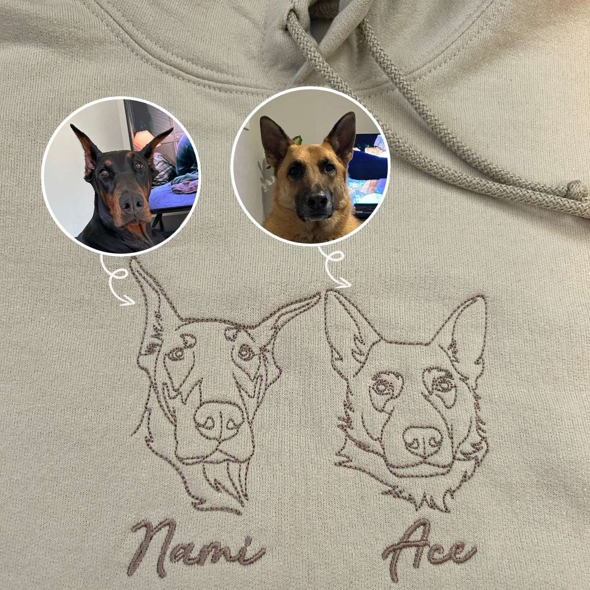 German Shepherd Sweatshirt or Hoodie, Custom Embroidered Gift from Photo Name