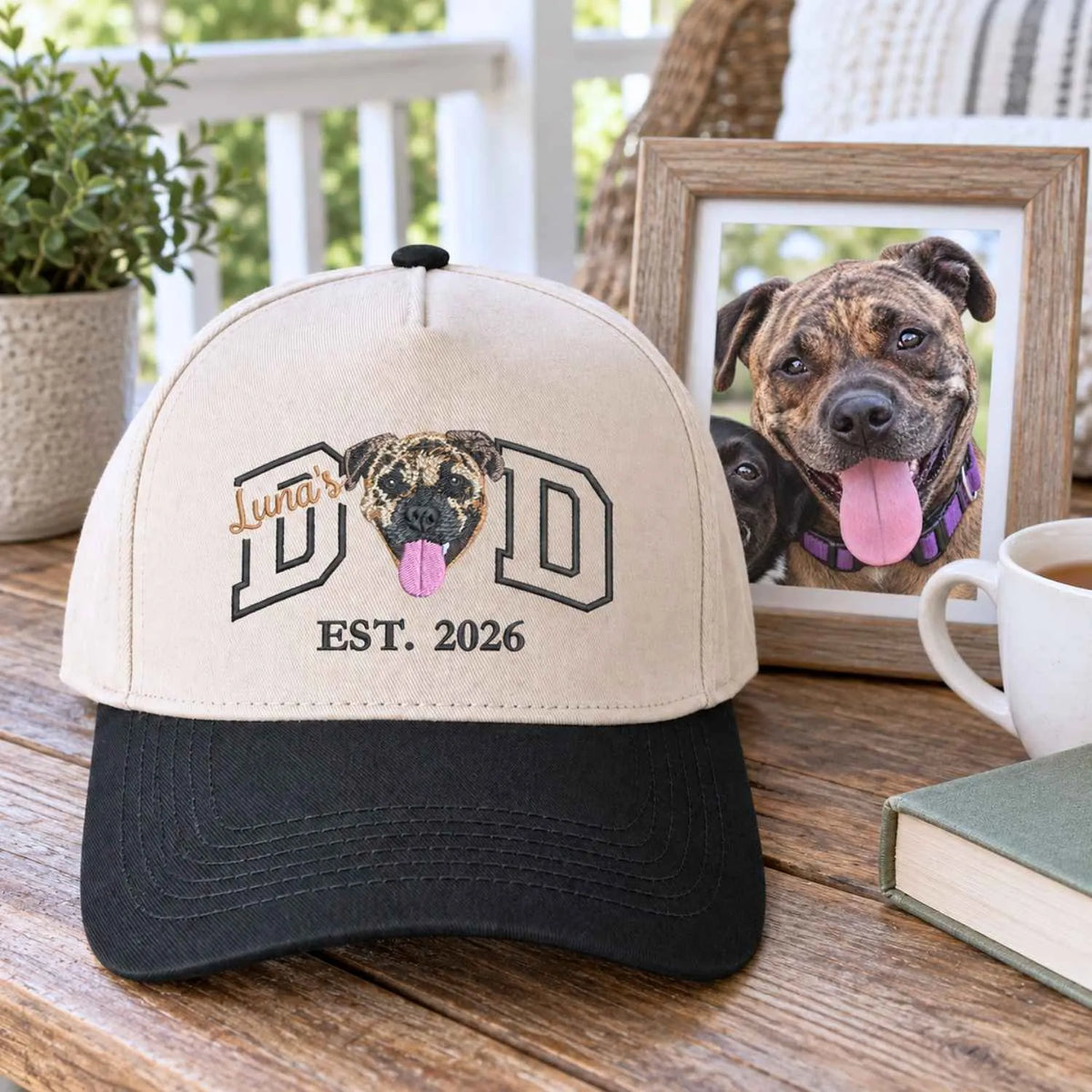 Custom Dog Dad Snapback Hat - Embroidered Dog Portrait from Photo Cap, Dog Dad Gifts from Wife