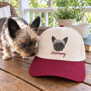 Custom Dog Dad Snapback Hat - Embroidered Dog Portrait from Photo Cap, Dog Dad Gifts from Wife