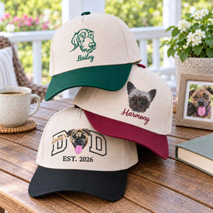 Custom Dog Dad Snapback Hat - Embroidered Dog Portrait from Photo Cap, Dog Dad Gifts from Wife
