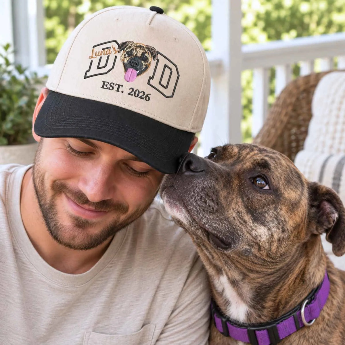Custom Dog Dad Snapback Hat - Embroidered Dog Portrait from Photo Cap, Dog Dad Gifts from Wife