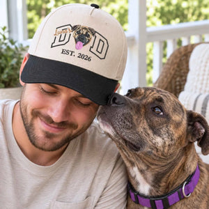 Custom Dog Dad Snapback Hat - Embroidered Dog Portrait from Photo Cap, Dog Dad Gifts from Wife