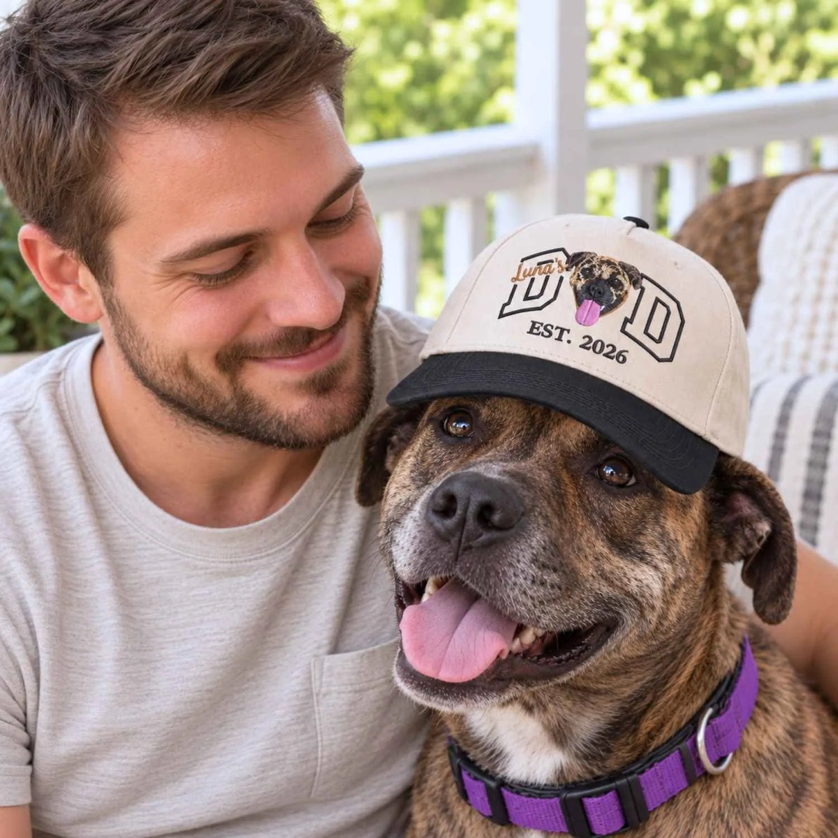 Custom Dog Dad Snapback Hat - Embroidered Dog Portrait from Photo Cap, Dog Dad Gifts from Wife