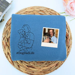 Custom Dog Dad Life Photo Shirt, Personalized Embroidered Gift for Dog Dad