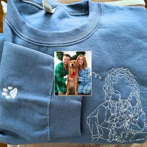 Custom Embroidered Dog Dad Sweatshirt or Hoodie,  Personalized Dog Dad Gifts with Photo - Embroly