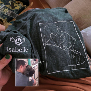 Custom Dog Dad Life Photo Shirt, Personalized Embroidered Gift for Dog Dad Sweatshirt or Hoodie