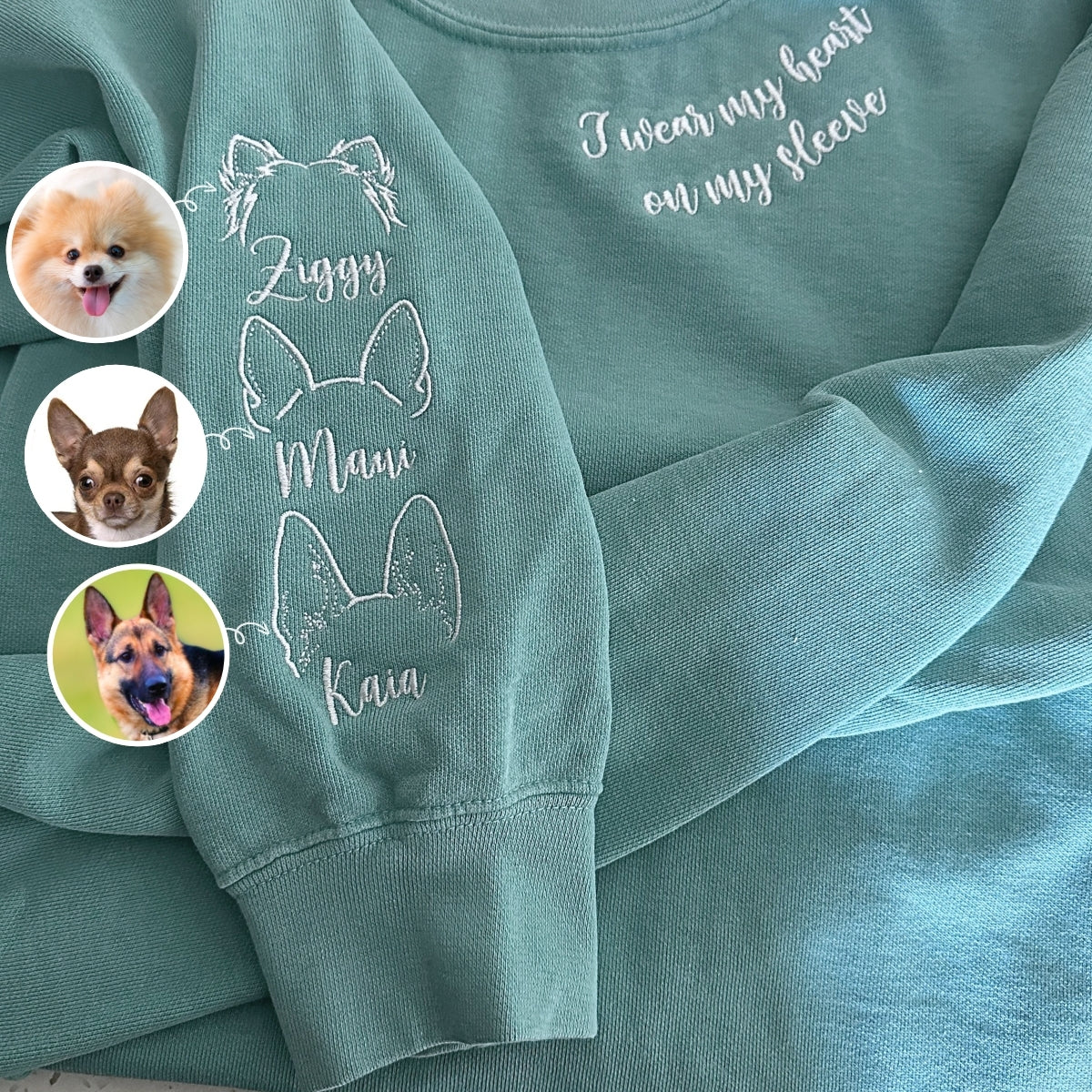 Custom Dog Ear Sweatshirt Hoodie Embroidered Your Photo Dog Name