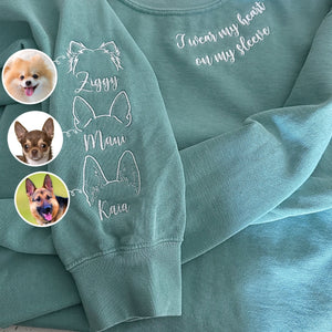 Comfort Color® I Wear My Heart On My Sleeve Dog Sweatshirt with Dog Ear on Sleeve