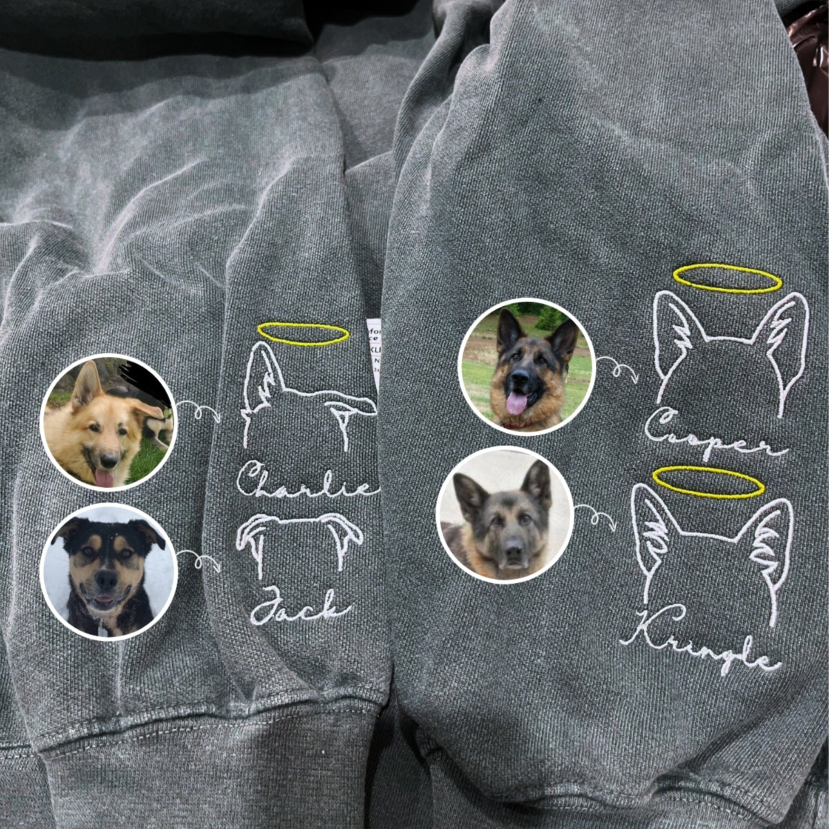 Custom Dog Ear Sweatshirt, Hoodie Embroidered Your Photo, Dog Name