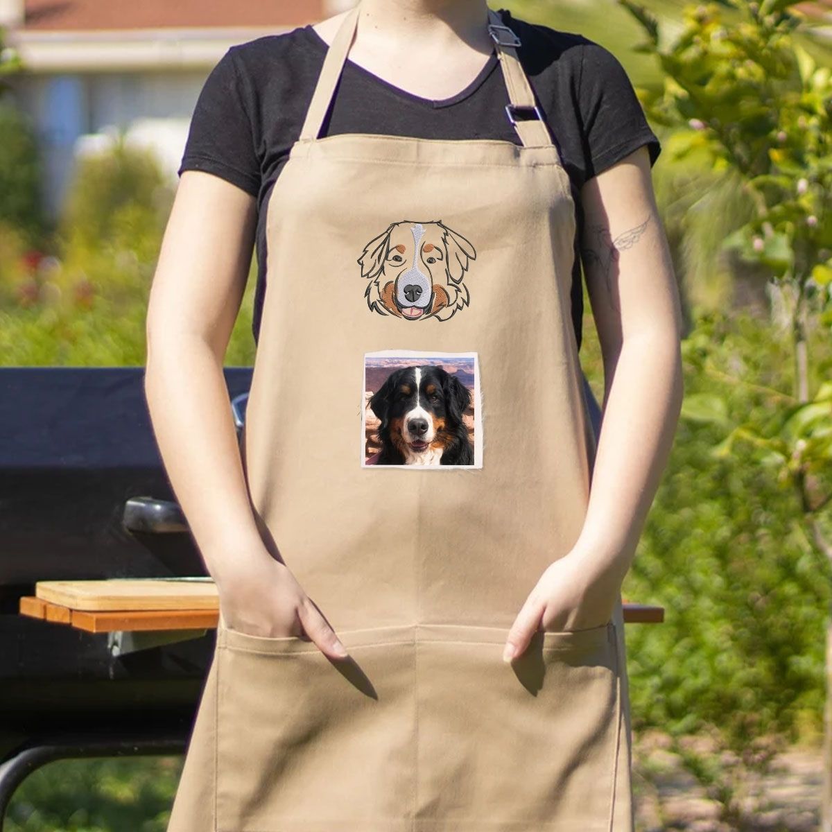 Custom Dog Portrait Embroidered Apron
