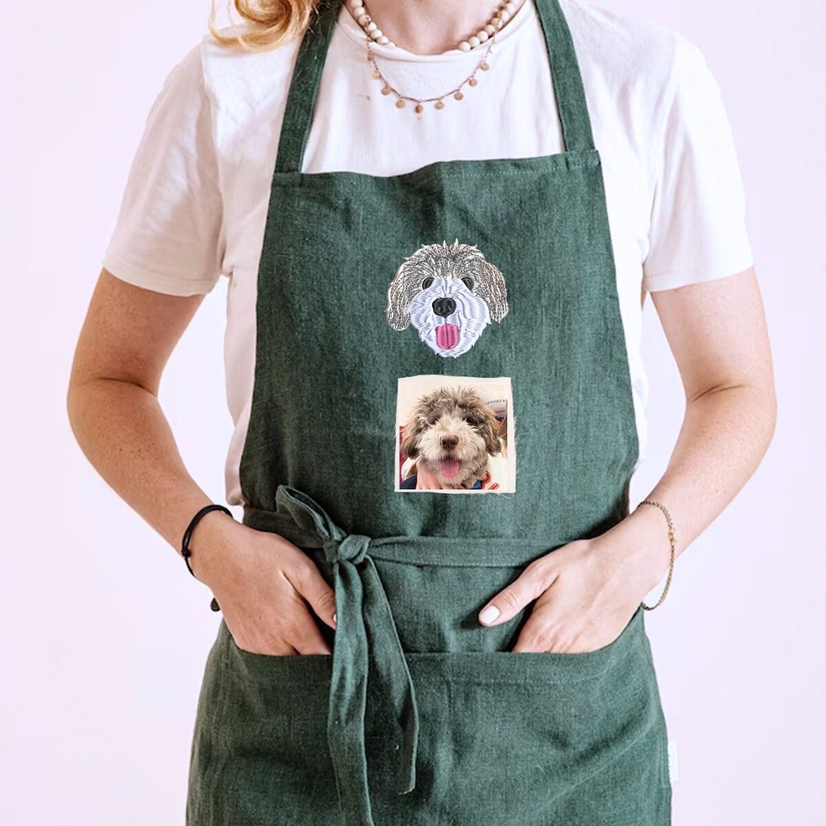 Custom Dog Portrait Embroidered Apron